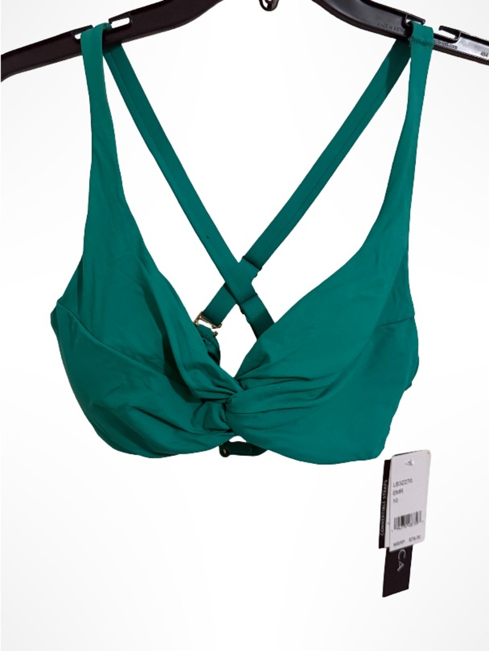 La Blanca Bright Turquoise Twist Halter Swim Top